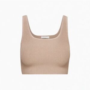 Aritzia Babaton Tan Sculpt Knit Crop Tank  Top